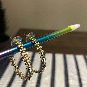 Kendra Scott Gold Textured Medium Size Hoop Earrings